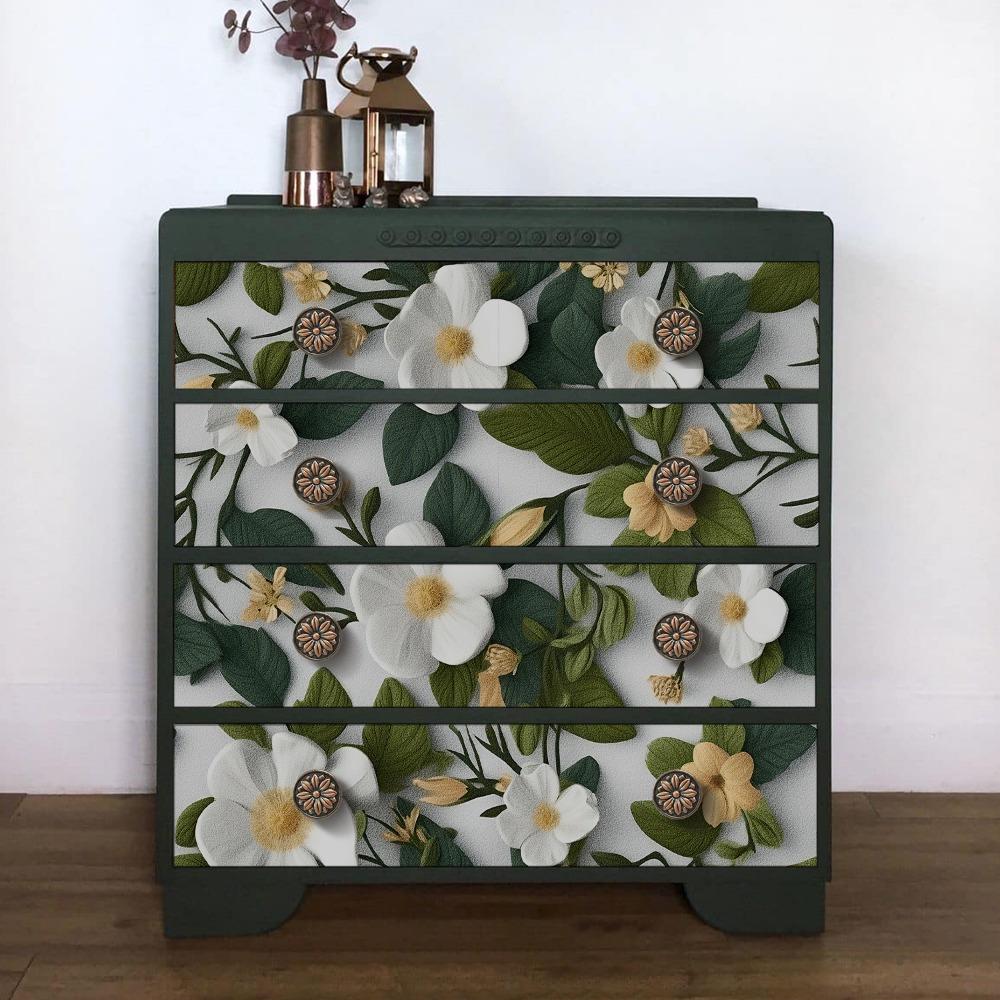 1roll Floral Wallpaper Self Adhesive Wallpaper Green Botanical Wall Covering Washable Removable Decal Wall Stickers for Kitchen Living Room Bedroom