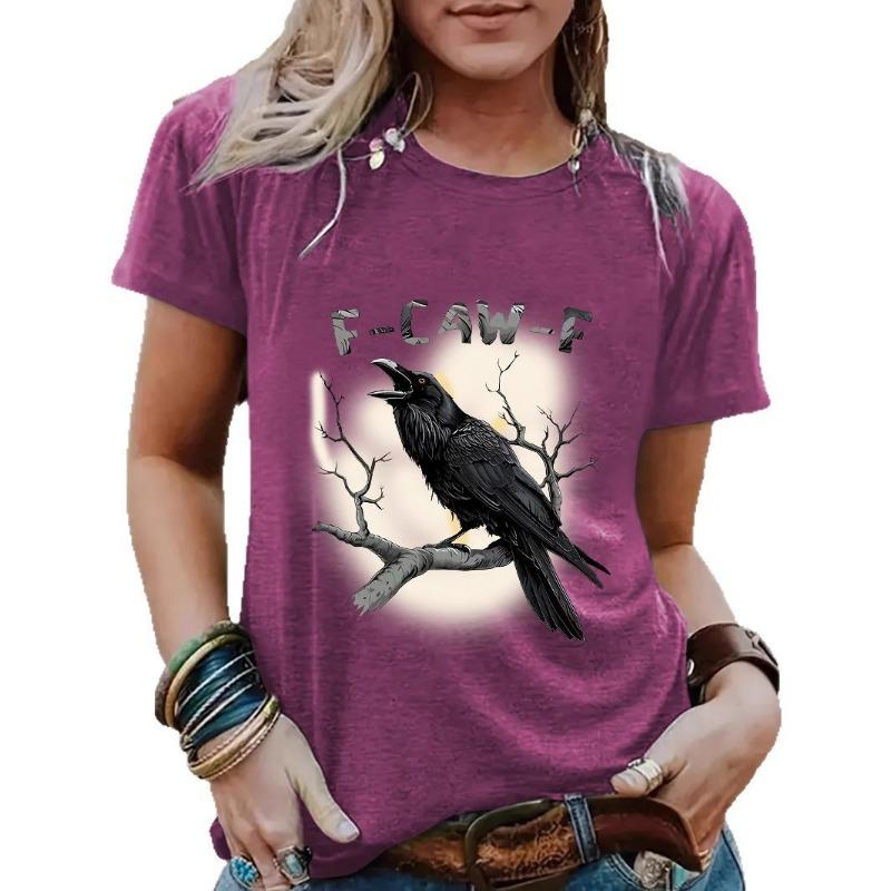 Women's Eagle Print Fashionable Loose Casual Short-sleeved Round-neck T-shirt
