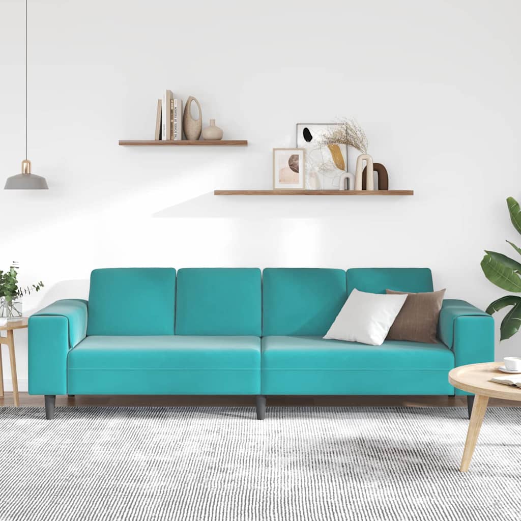 Living Room Sofa Turquoise 250 X 188 X 76 Cm