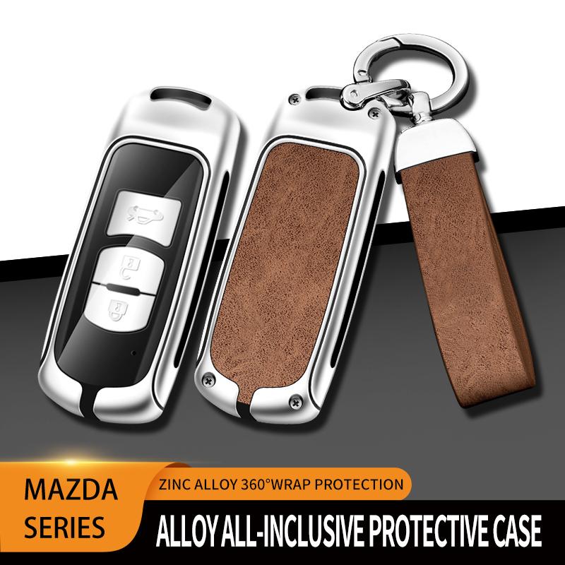 Metal Leather Car Key Case For Mazda 2 3 5 6 Gh Gj Cx3 Cx5 Cx9 Cx-5 Cx Accessories Holder Shell Protect Set Car-Styling