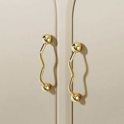 PVD Gold Brass Cabinet Handle Light Luxury Heavy Duty Cabinet Door Handle Solid Handle Beautiful Drawer Pulls Furniture Cabinet