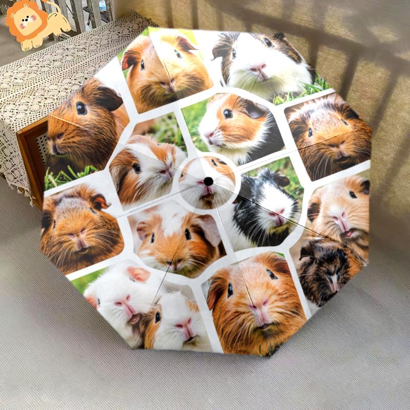 1 Stück Automatischer Faltregenschirm - Meerschweinchen-Muster, Tragbares & Faltbares Design mit 8 Speichen, Weihnachts-Geburtstagsgeschenke