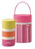 Fresh Lunch Pink Lunch P Box, 3-tier, 560ml, (Bottle-shaped Box) DJG-551