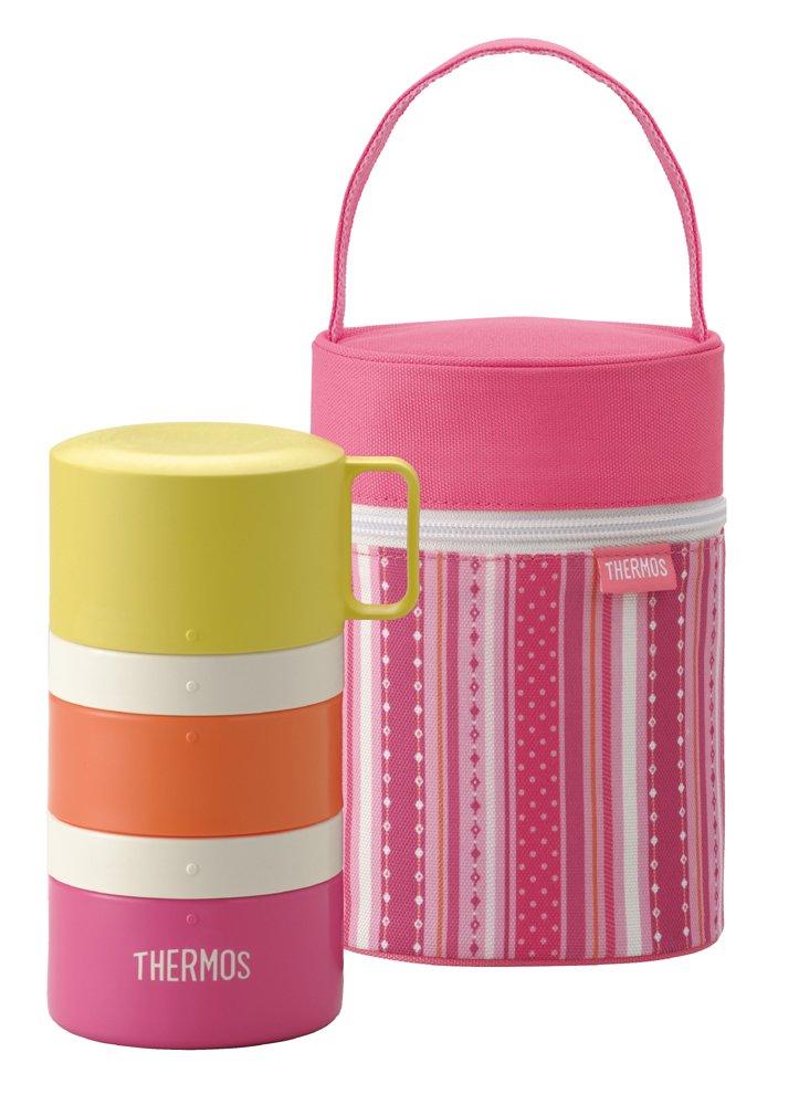 THERMOS Fresh Lunch Pink lunch P Box, 3-tier, 560ml, (Bottle-shaped box) DJG-551 розовый