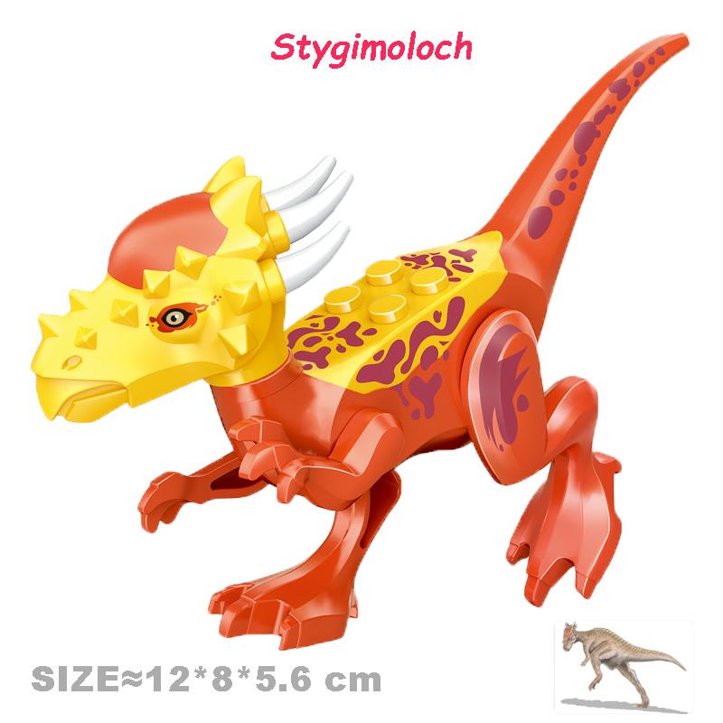 Bright Jurassic Dinosaurs World Velociraptor Triceratops Rex Pterosaur Model Assemble Building Blocks Toys For Children Boy Gift