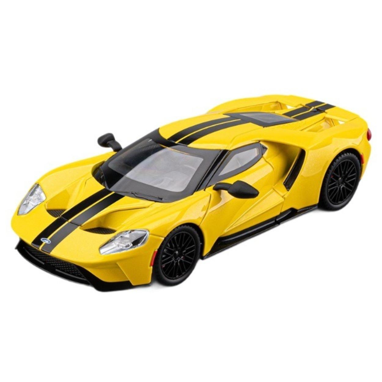 

1/24 Ford GT Alloy Super Sports Car Model Diecasts Metal Racing Vehicles Car Model High Simulation Sound and Light Kids Toy Gift жовтий