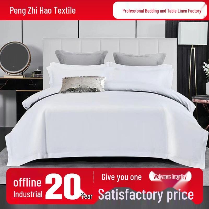 Luxury All-Cotton Sateen Hotel Bedding Set - 4-Piece White Duvet Cover & Sheet