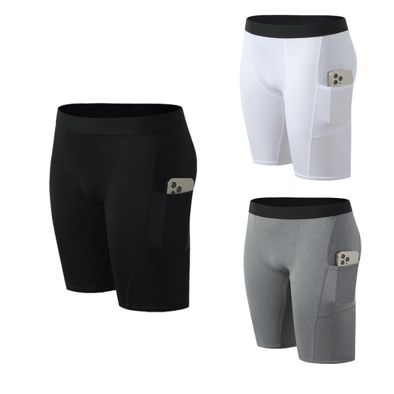 Men's High Elastic Quick-Dry Basketball Fitness Shorts with Pockets