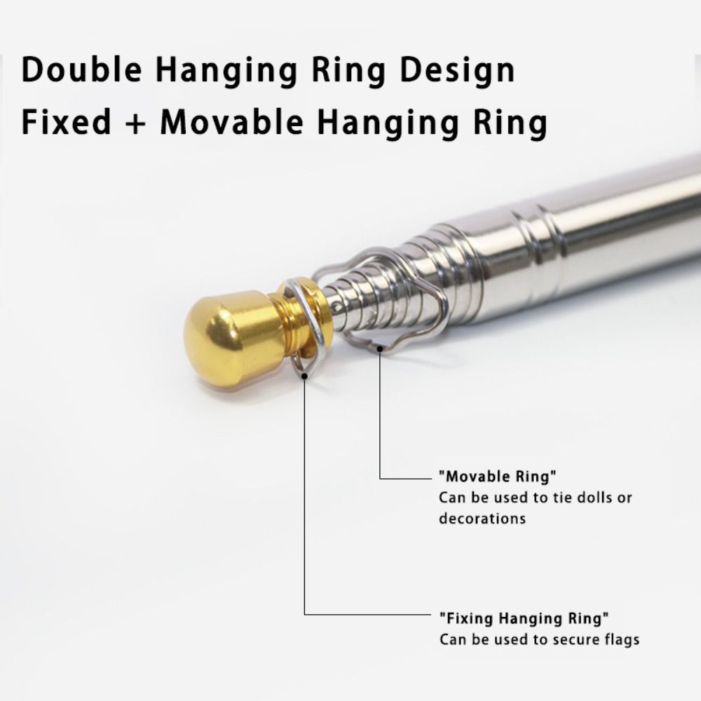 Stainless Steel Rod Tour Guide Flag Pole Solid Wood Handle Teaching Stick Flagpole  Outdoor