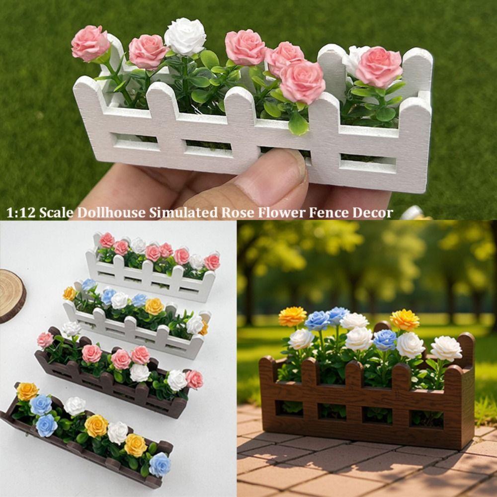 1:12 Scale Flower Fence Decor Lifelike Miniature Potted Plants Toys  Doll House Decor