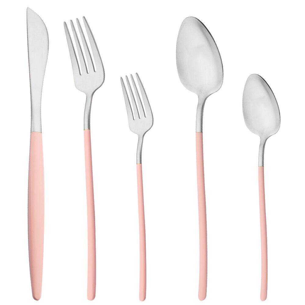 Sada 5 kusů nádobí Matné příbory Modré zlato Nůž Dezertní vidlička Lžíce Sada příborů z nerezové oceli 18/10