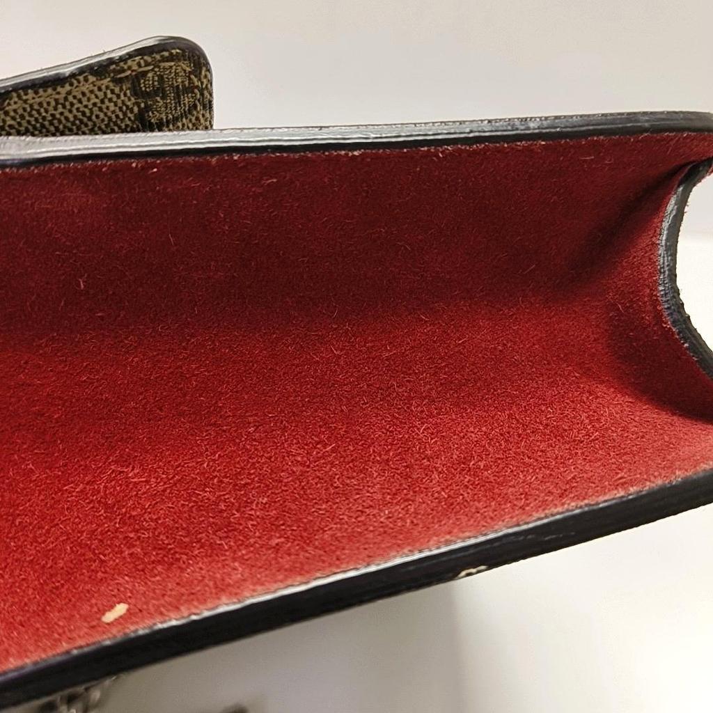 [Pre-Owned] Dionysus Textured Tiger Head Spur Buckle Logo Print Canvas And Suede Chain Shoulder Bag - Good #XO9T30