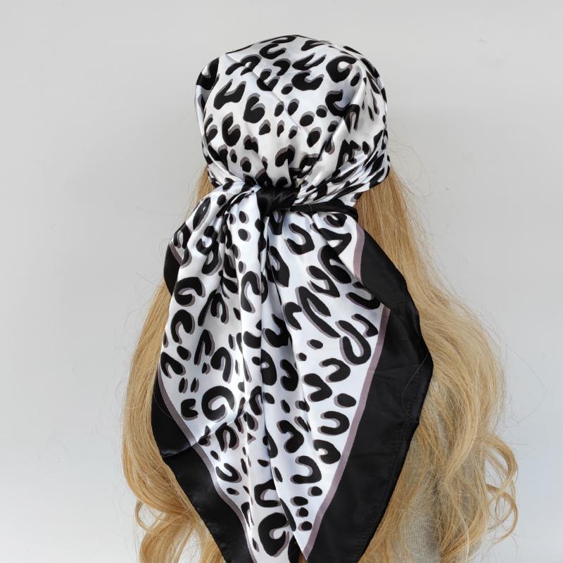 Women Small Satin Silk Scarf Square Print Wrap Foulard Femme Handkerchief Bandana Neck Hair Skinny Tie Scarves Shawls