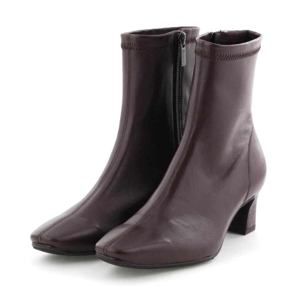 HIMIKO / 5cm Modified Heel Sheep Leather Stretch Boots / 641404D Brown 240