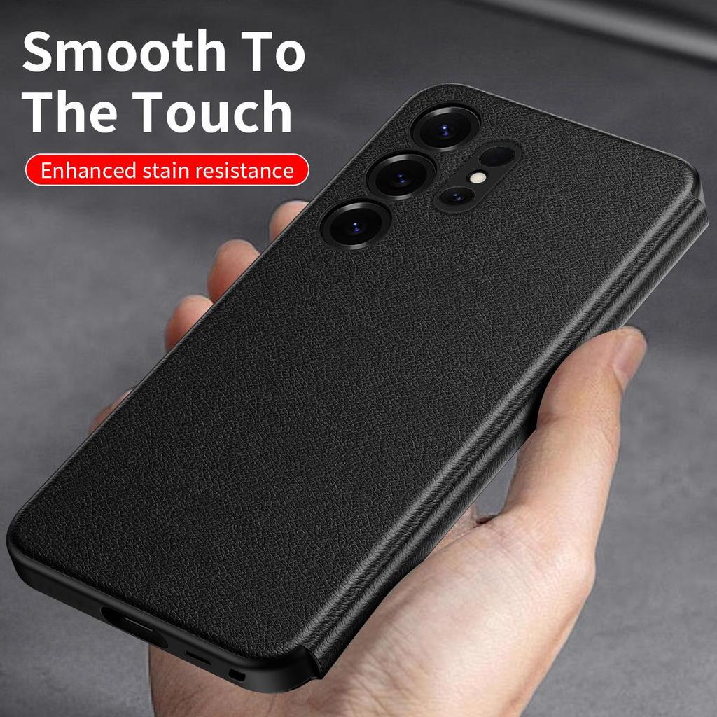 Samsung S26 Ultra Leather Phone Case with Smart Sleep Window and Full Coverage Anti-fall Protection