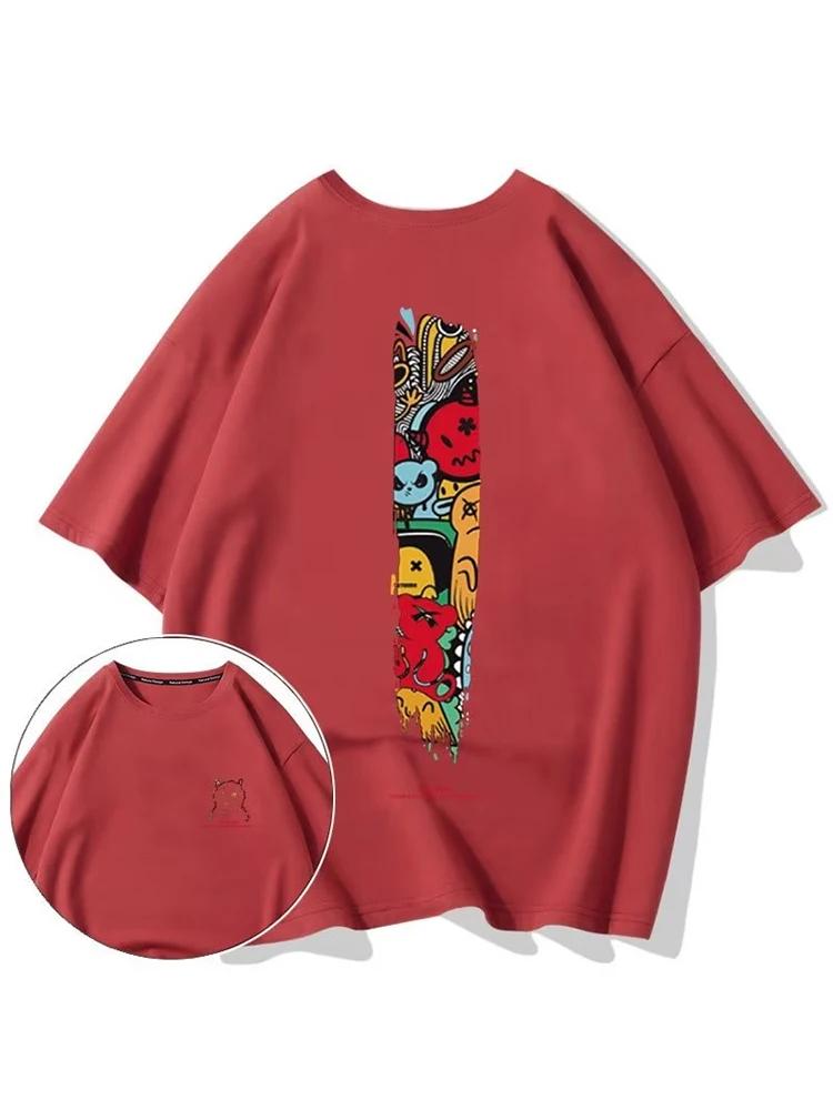 Devil Funny Graffiti Short-sleeved T-shirt Hip Hop Fashion Aesthetic Tshirt Anime Men T-shirts 2022 Summer Harajuku Clothes