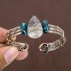 Natural Russian Charoite Gemstone Copper Wire Wrap Cuff Bangle Adjustable O3b63