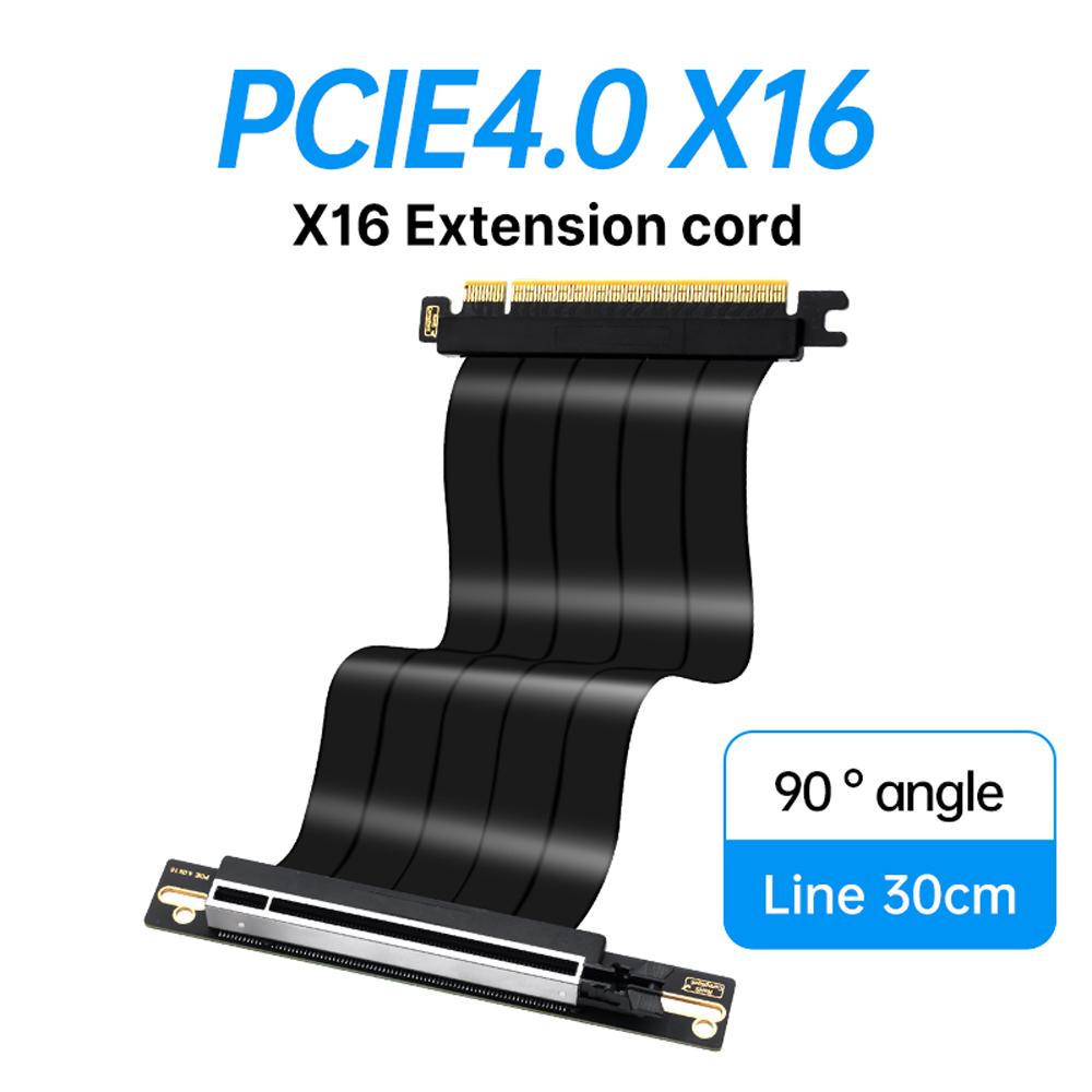 

Удлинительный кабель для видеокарты PCIe 4.0, 22 см, черный, 90-градусный, штекер-розетка, для вертикального монтажа GPU на материнской плате