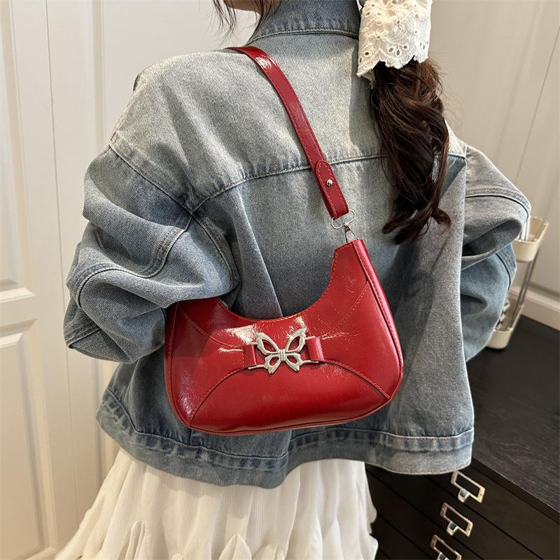 Solid color butterfly summer new fashion simple sweet diagonal across armpit shoulder bag women
