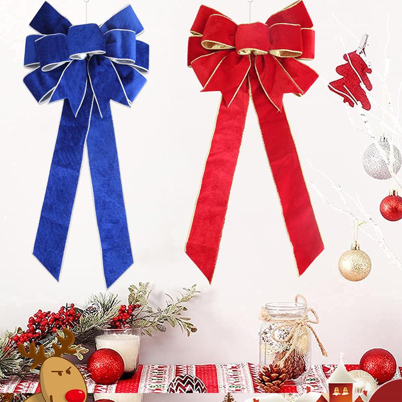 27x60 cm Christmas Flannelette Bow Blue Green Red Burgundy Flannelette Big Bows For Shopwindow Wedding Party Decorations
