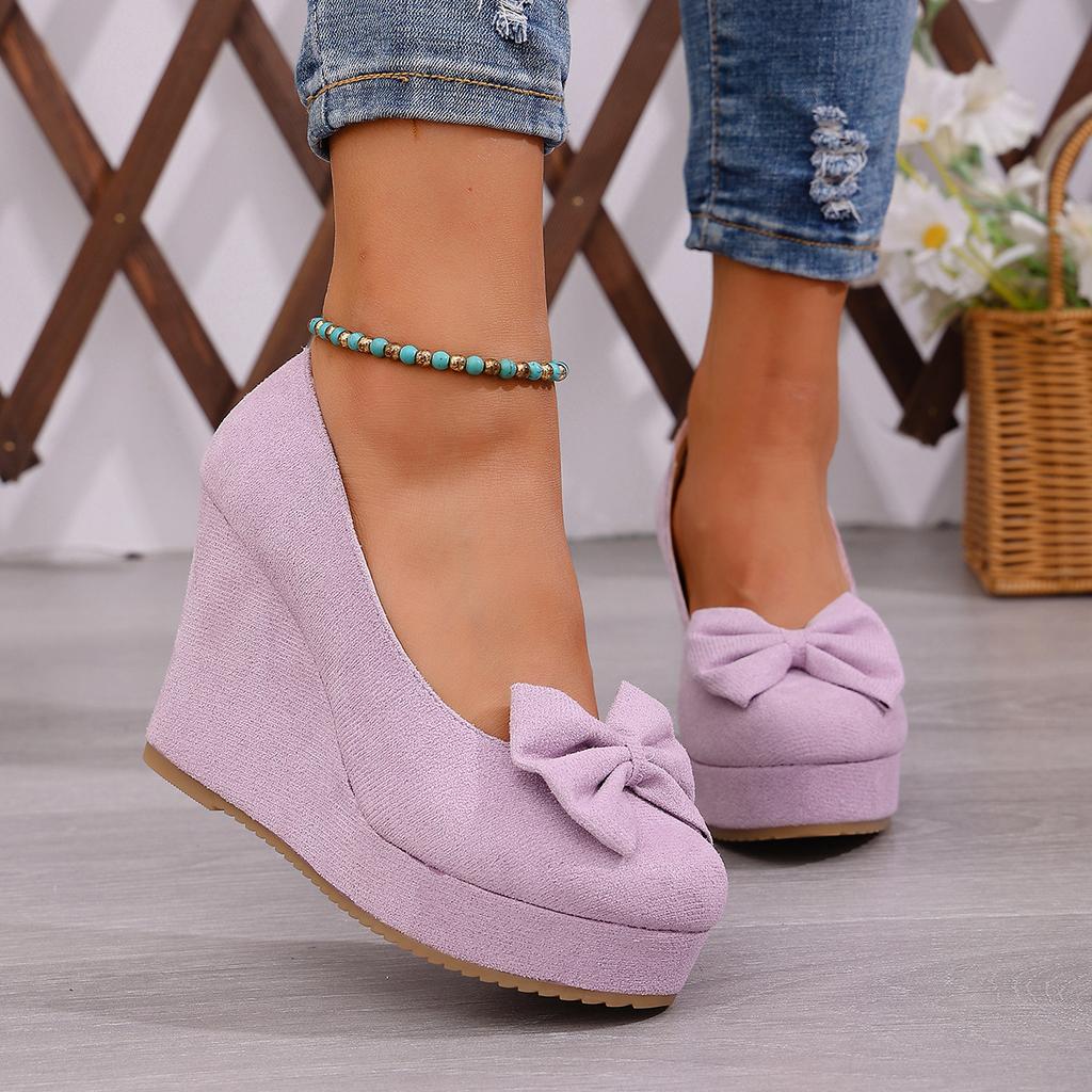 Spring/Autumn Pointed Toe Wedge Heel Shoes for Women, Fashionable Thick Sole Low-Cut High Heels, Women's Shoes 2026