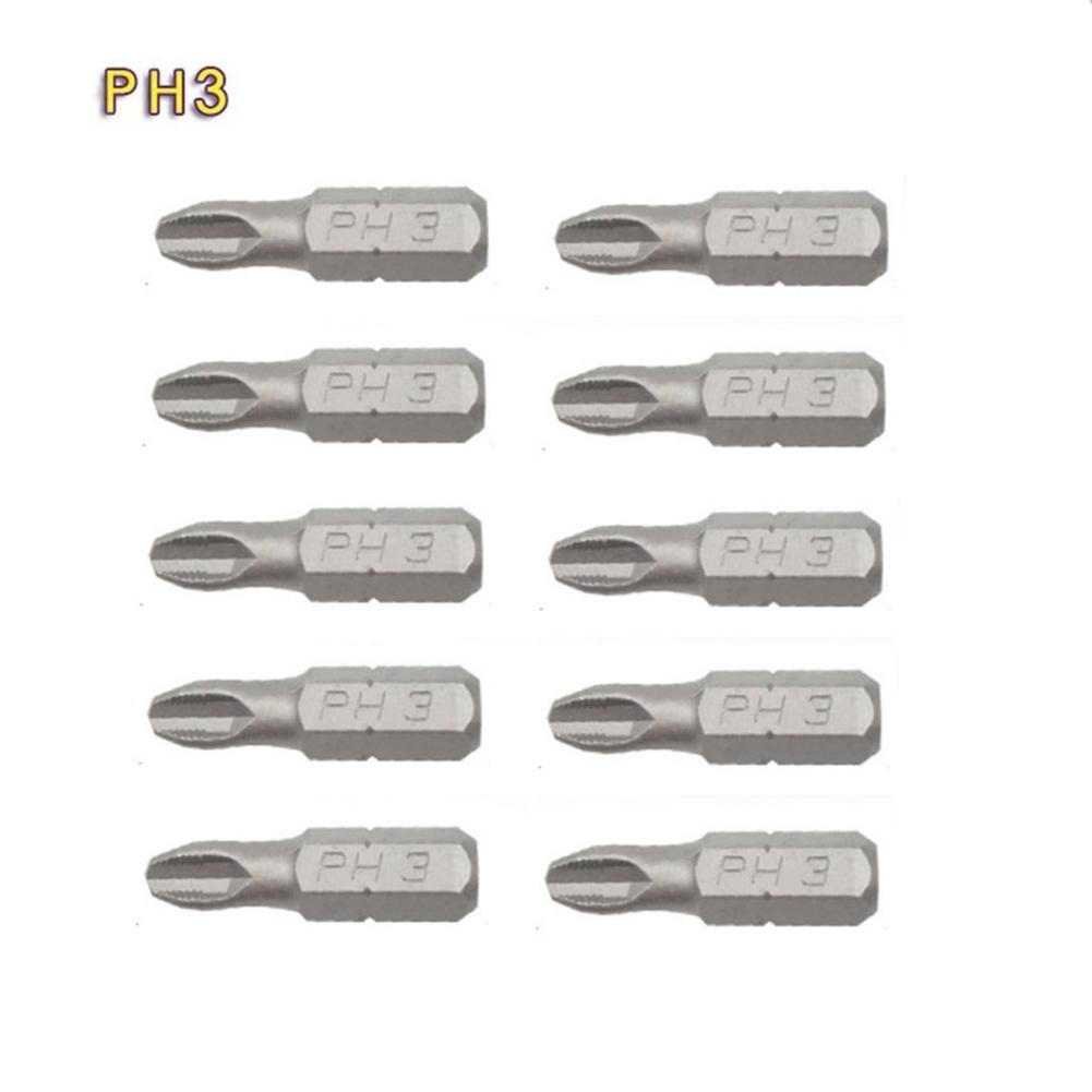 10pcs 25mm Anti Slip25655 Electric Hex Shank 562555Screwdriver Drill Bit Set Hex Shank Screw Driver Bit PH1 PH2 PH3 PZ1 PZ2 PZ3