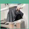 Solid Color Pleated Skirt With Bow Knot And Lace Trim For Summer College Style Women