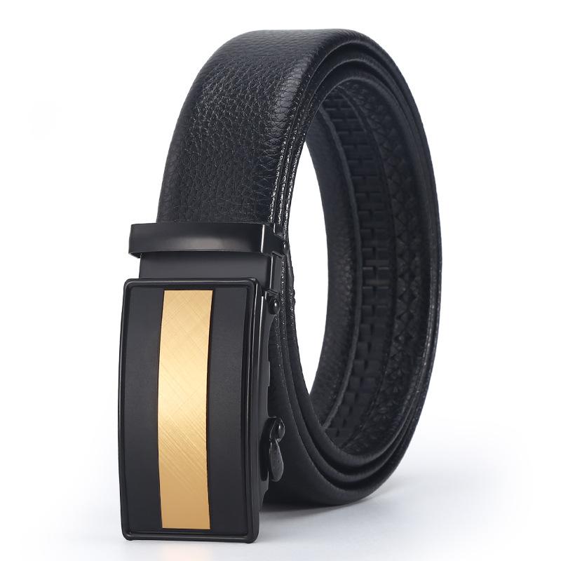 Belt Men'S Business Automatic Buckle Belt Scratch Resistant Lychee Pattern Belt Body Stall