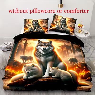 Dream Catcher Fire Wolf Duvet Cover Set For Bedroom Room Decor All-Season All Season Comfort Cover Bedroom Decor