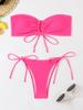 1011 European and American new solid color tube top bikini straps beach fashion split swimsuit