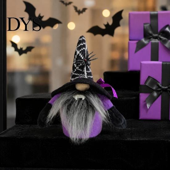 Ghost Festival Table Decor Halloween Witch Plush Gnomes, Cute Faceless Dwarf Doll with Soft Gifts Spider Bat, Home Office Indoor Party Gnome