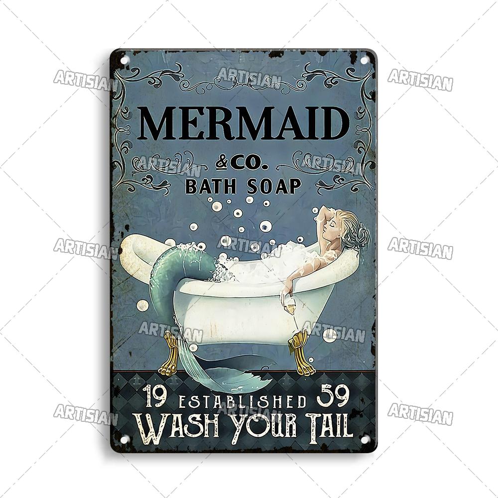 Artisian Bathroom Metal Sign Washing Room Tin Poster Toilet Decorative Plate Bath Soap Wall Decor Garage Bar Pub Club Hotel Cafe