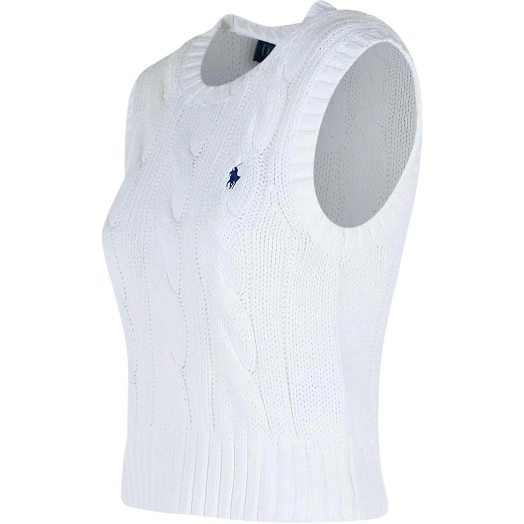 Polo Ralph Lauren Einfarbiger Ärmelloser Strickpullover Damenpullover Weiß 211959295-001