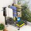 No-Drill Wall-Mounted Towel and Sponge Drying Rack with Multi-Functional Kitchen Storage