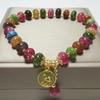 Colorful Bead String Bracelet Rabbit Pendant Beaded Hand Bangle Retro Stone Beads Bracelet  Gifts