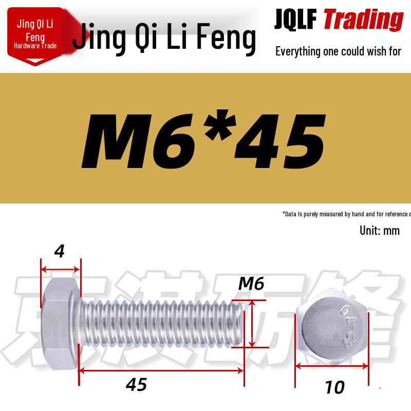 201 Stainless Steel Hex Head Full Thread Bolt: Wear & Corrosion Resistant, M4-M14 for Aerospace Machinery