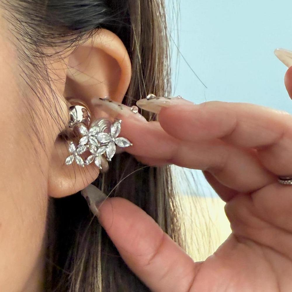 Transparent Butterfly Earrings Exquisite Wings Ear Clip Flash Rhinestone Ear-Clip  Masquerade