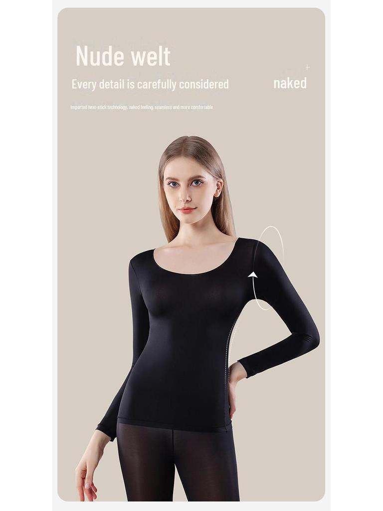 Women's Seamless Thermal Underwear Set: Skin-Beautifying, High-Elastic, Long-Sleeved Top & Pants