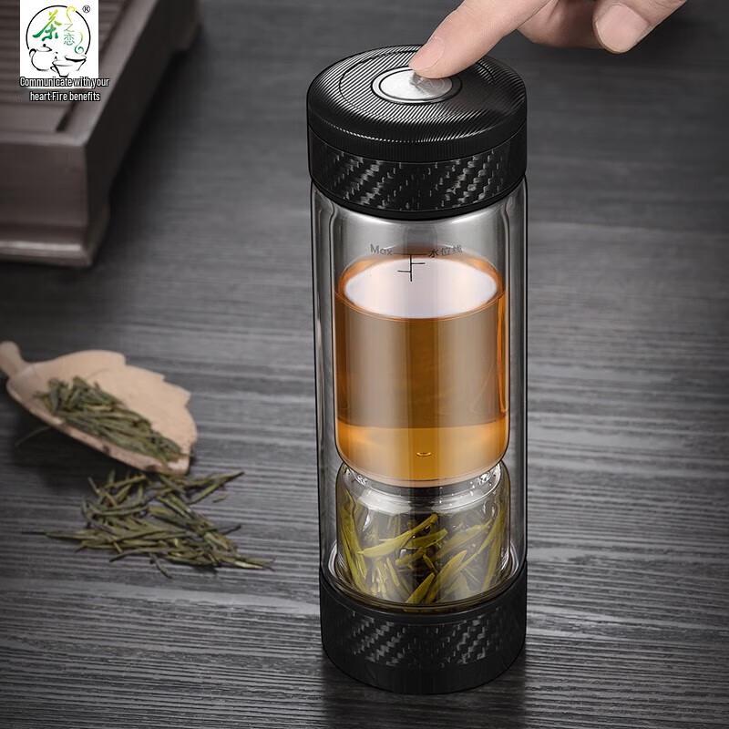 Cha Zhi Lian Double-Layer Glass Tea & Water Bottle