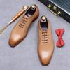 Sapatos Oxford Masculinos de Couro Genuíno de Alta Qualidade, Vintage, Design Simples, Bico Fino, Sapatos Formais para Casamento e Namoro