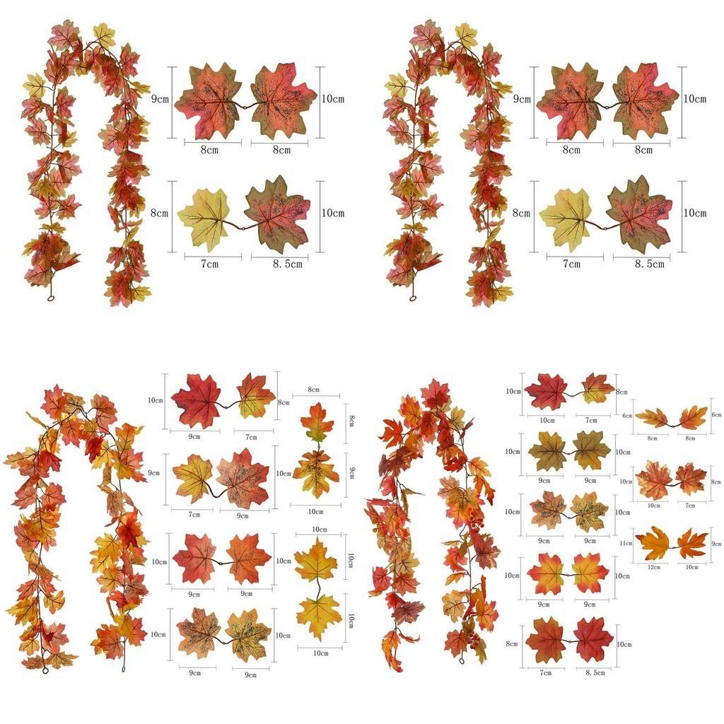 Artificial Autumn Fall Maple Leaves Garland For Home Party Decoration Vibrant Colors 175cm Long