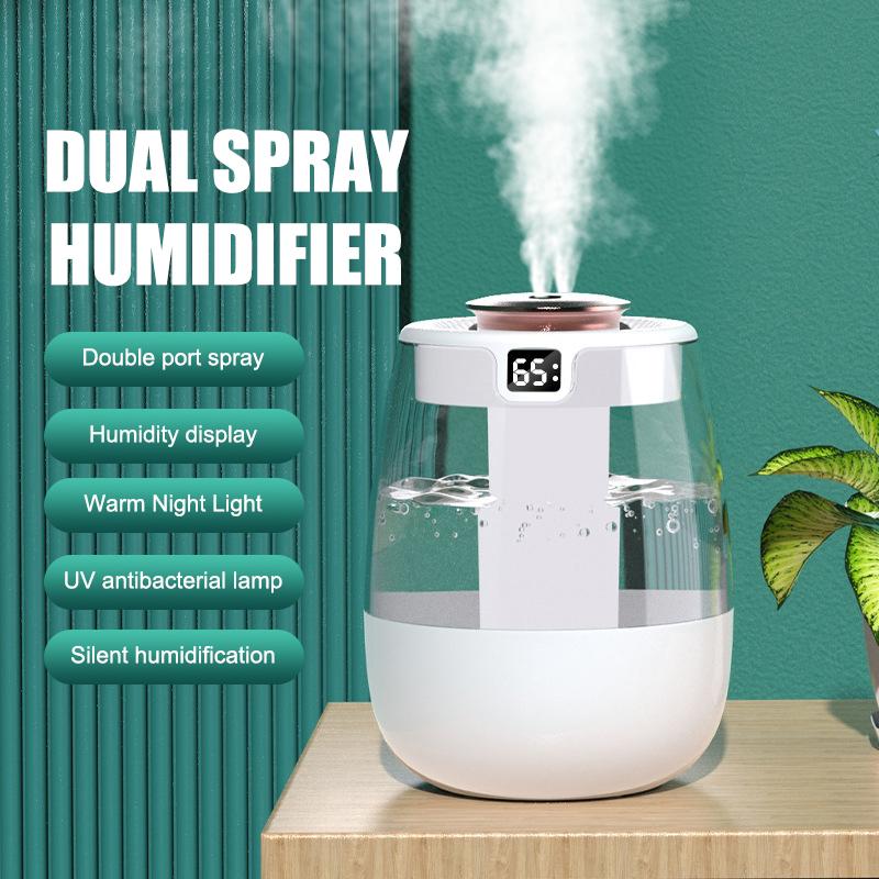 Air Humidifier 1300Ml Aroma Humidifier Double Spray Port Essential Oil Diffuser Usb Water Humidifier With Light For Home Office