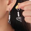 Titanium Steel 18k Gold Plated Heart Earrings with Cross Tassel and Imitation Pearl
