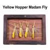 Bimoo 4 Stück #10 Yellow Hopper Madam & #4 Black Hopper Fliegenfischen Trockenfliegen schwimmende Schaumstoff-Angelköder für Forellenbarsch, Pfirsich