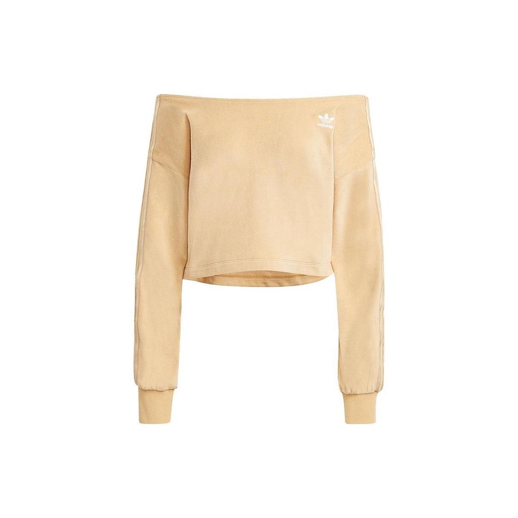 Adidas Originals Solid Color Crew Neck Sports Sweatshirt Women sweatshirt Beige H18839