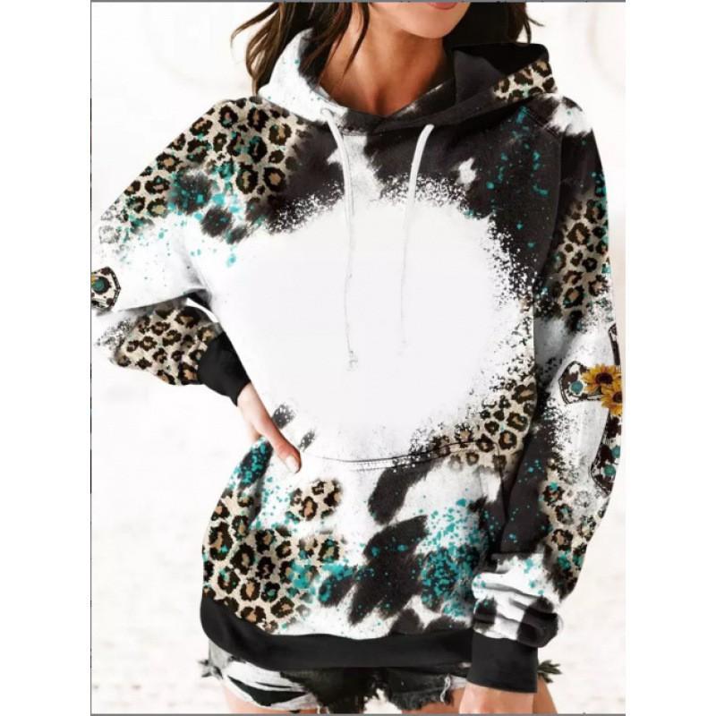 Womens Oversized Hooded Sweatshirt With 3D Print Graphic Loose Fit Long Sleeve Casual Top In Vintage Tie-Dye Style