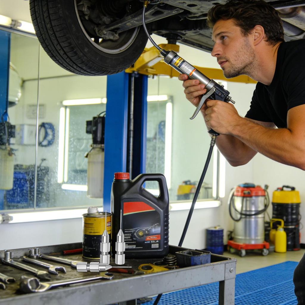 Grease Needle Tip 5 Pieces Detachable Ultra-Slim Grease Straight Nipple Tip Kit For Truck Vehicle RV Sedan Automotive Pickup