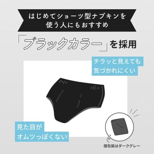 Ellis Shorts Sanitary Napkins, M-L Size, Day/Night Use, Black, 12 Count (4 Count x 3 Packs)