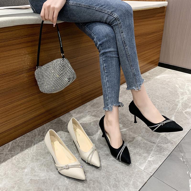 Women's Fashion Black Professional High Heels New Pointed Thin Heels Not Tired Feet Temperament Single Shoes