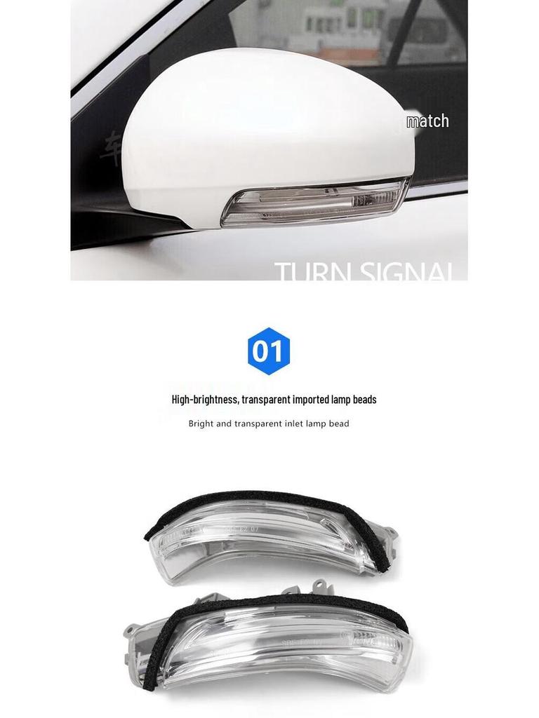 Rearview Mirror Light Strip for Toyota Reiz 1-13 & Crown: Includes Reflector & Turn Signal Cover.